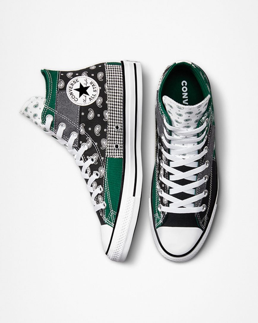 Tenisi Inalti Barbati Converse Chuck Taylor All Star Hacked Patterns Verzi Negrii Albi | RO 0EWLS746